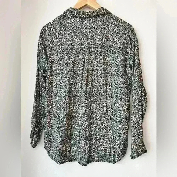 Womens Floral  Pattern Blue Pink Long Sleeve Button Down Grandmacore Shirt Small - Picture 7 of 8